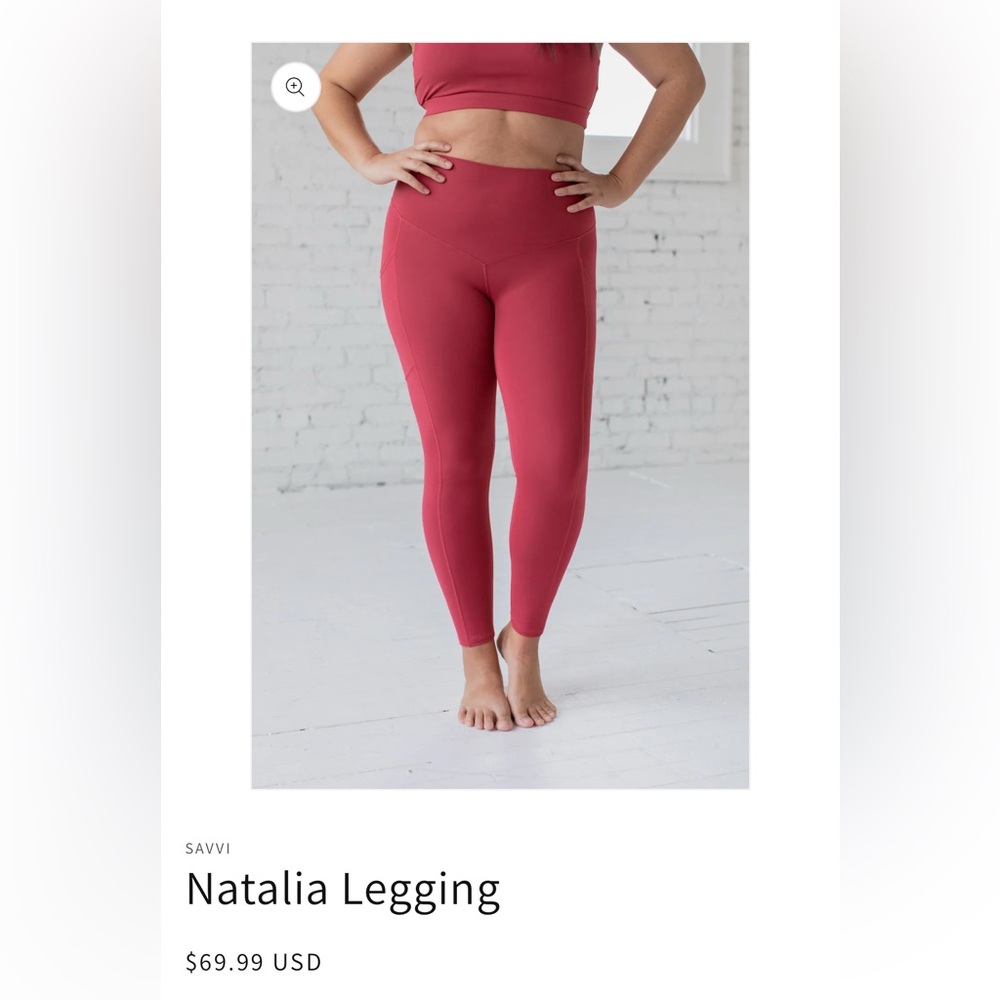 Red High-Waisted Leggings with Pockets